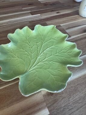 Vintage royal haeger green leaf plate 829 USA cabbage lettuce dish…see photos